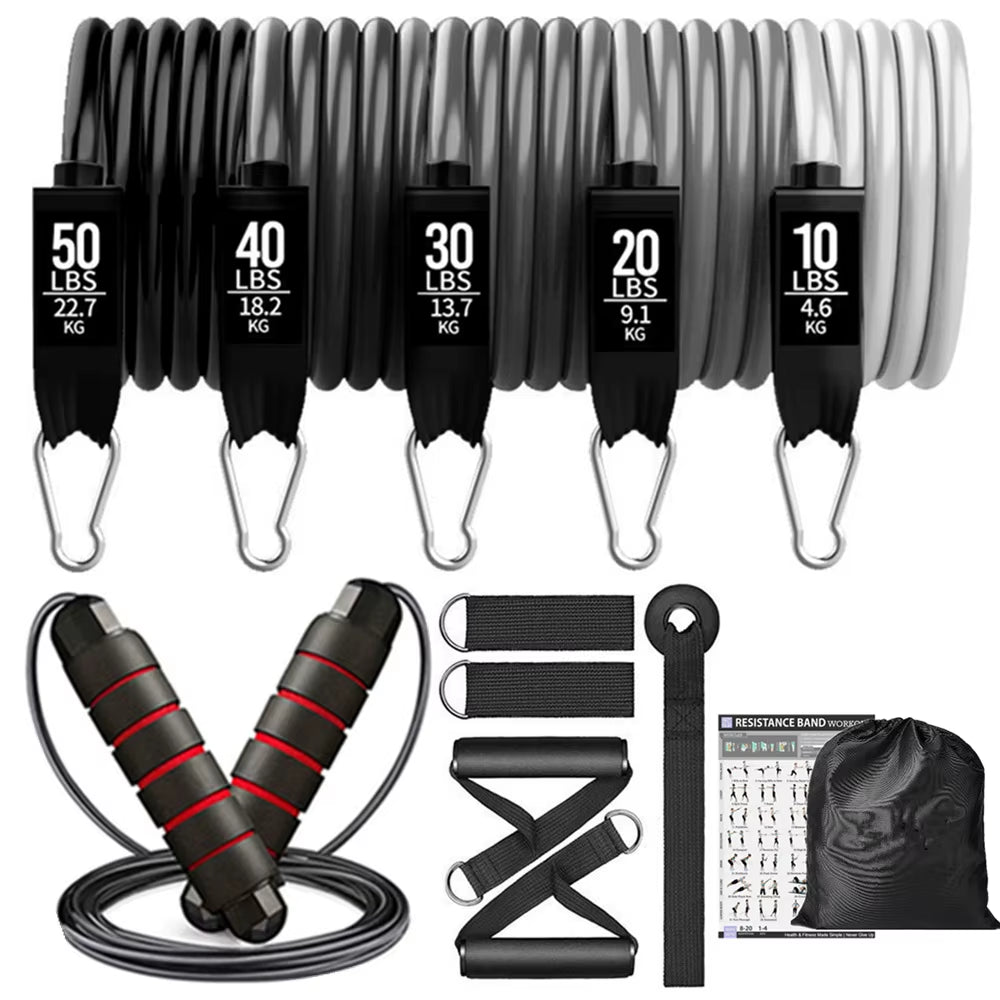 200 lbs Resistance Bands Set for Home Fitness and Bodybuilding Training