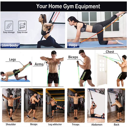 200 lbs Resistance Bands Set for Home Fitness and Bodybuilding Training