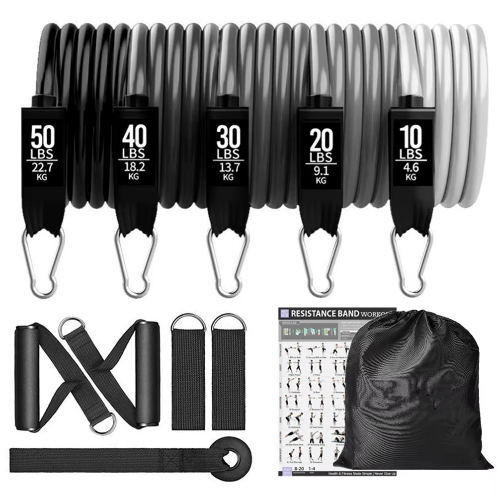 200 lbs Resistance Bands Set for Home Fitness and Bodybuilding Training