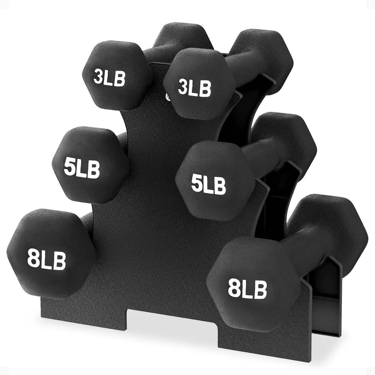 BalanceFrom Elite 110-Pound Neoprene Coated Cast Iron Dumbbell Set with Stand, Featuring 10 Pairs of 1 to 10 Pound Weights in Black