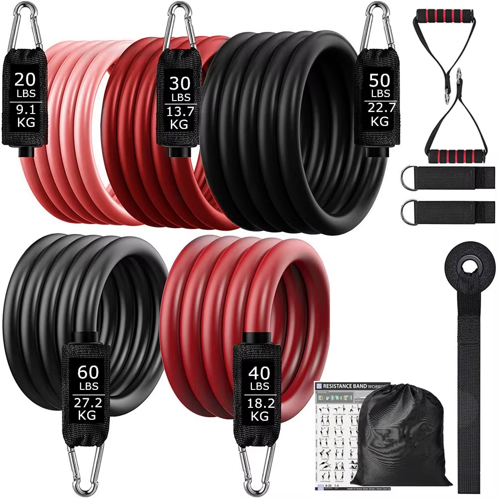 200 lbs Resistance Bands Set for Home Fitness and Bodybuilding Training