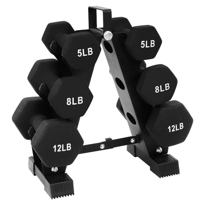 BalanceFrom Elite 110-Pound Neoprene Coated Cast Iron Dumbbell Set with Stand, Featuring 10 Pairs of 1 to 10 Pound Weights in Black