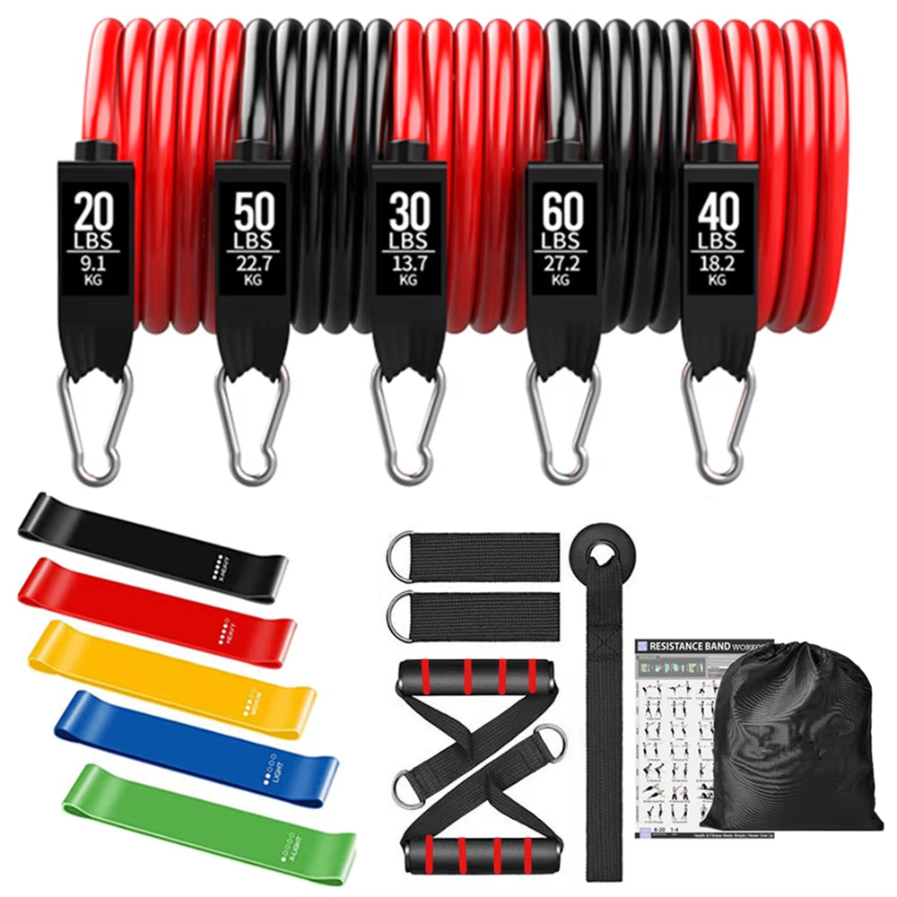 200 lbs Resistance Bands Set for Home Fitness and Bodybuilding Training