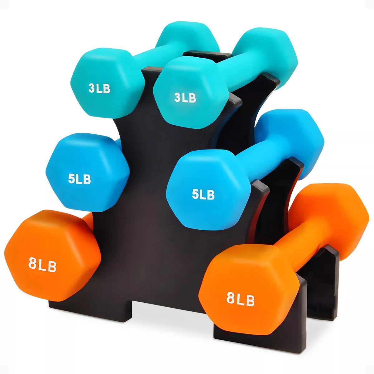 BalanceFrom Elite 110-Pound Neoprene Coated Cast Iron Dumbbell Set with Stand, Featuring 10 Pairs of 1 to 10 Pound Weights in Black
