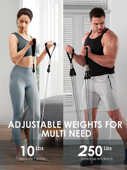 200 lbs Resistance Bands Set for Home Fitness and Bodybuilding Training
