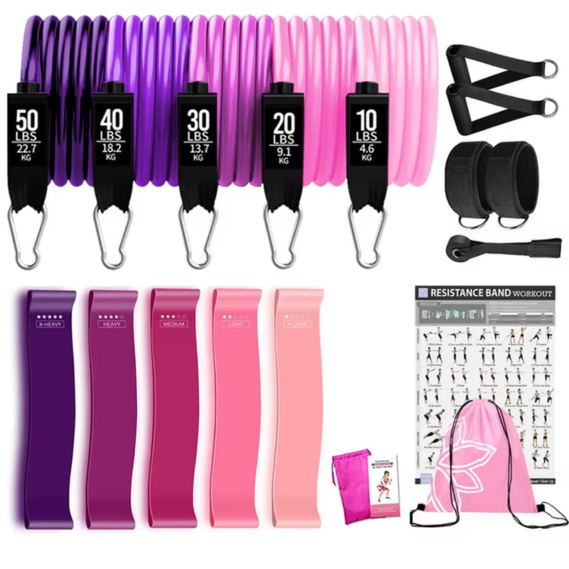 200 lbs Resistance Bands Set for Home Fitness and Bodybuilding Training