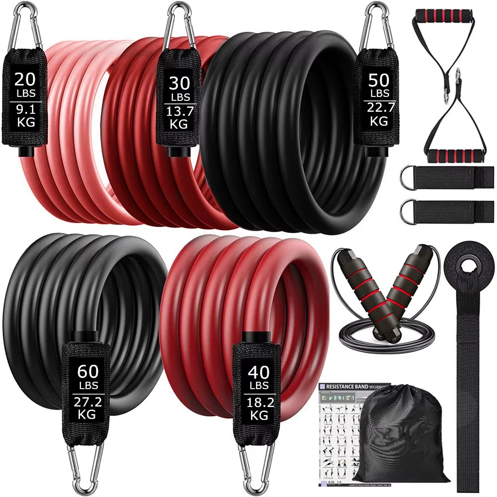 200 lbs Resistance Bands Set for Home Fitness and Bodybuilding Training