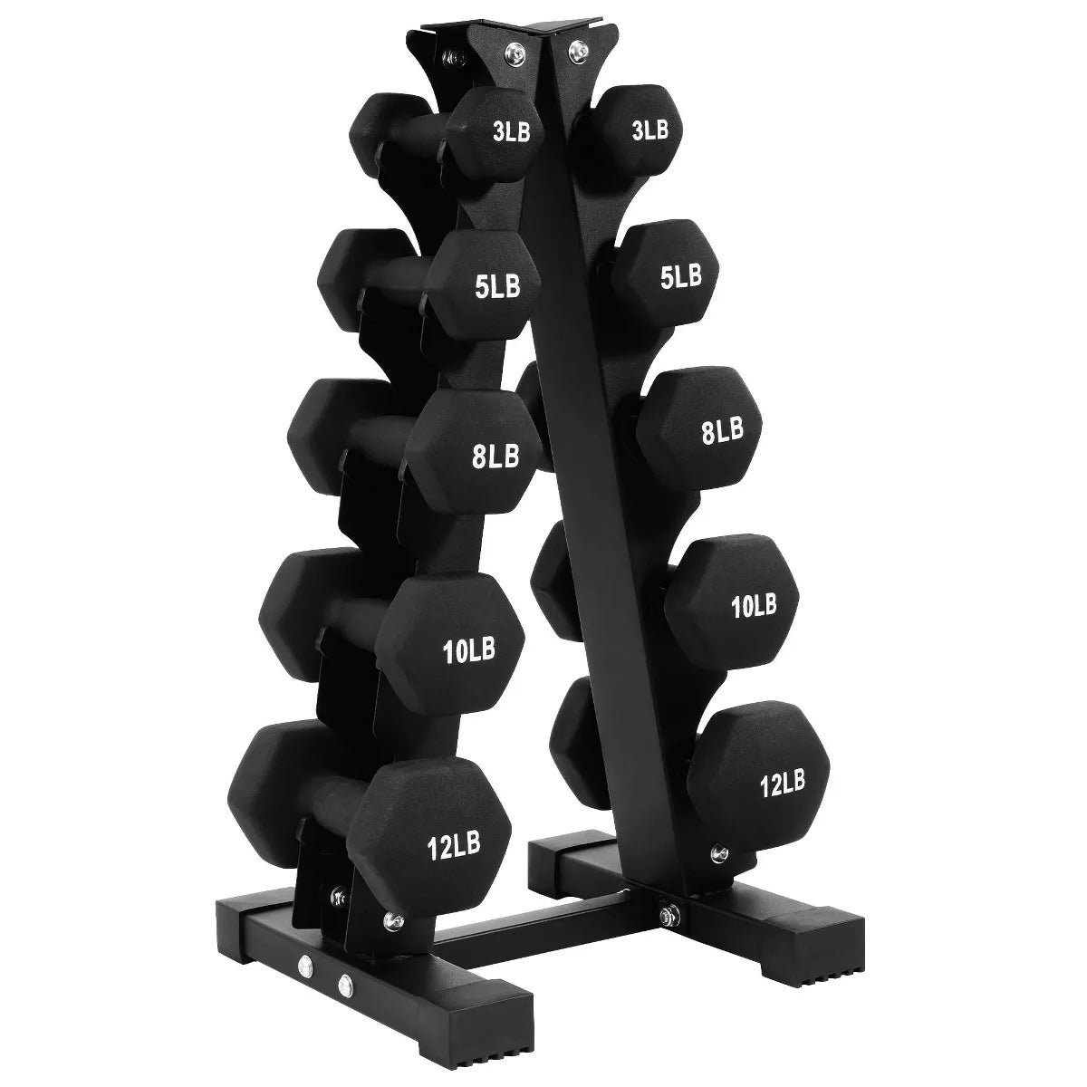 BalanceFrom Elite 110-Pound Neoprene Coated Cast Iron Dumbbell Set with Stand, Featuring 10 Pairs of 1 to 10 Pound Weights in Black