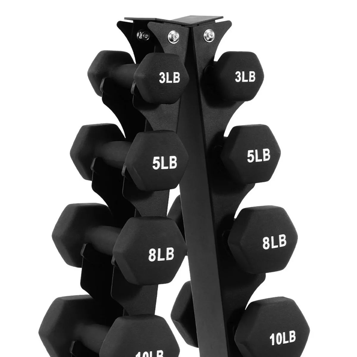 BalanceFrom Elite 110-Pound Neoprene Coated Cast Iron Dumbbell Set with Stand, Featuring 10 Pairs of 1 to 10 Pound Weights in Black