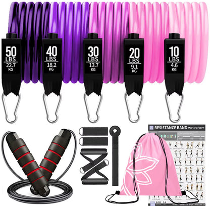 200 lbs Resistance Bands Set for Home Fitness and Bodybuilding Training