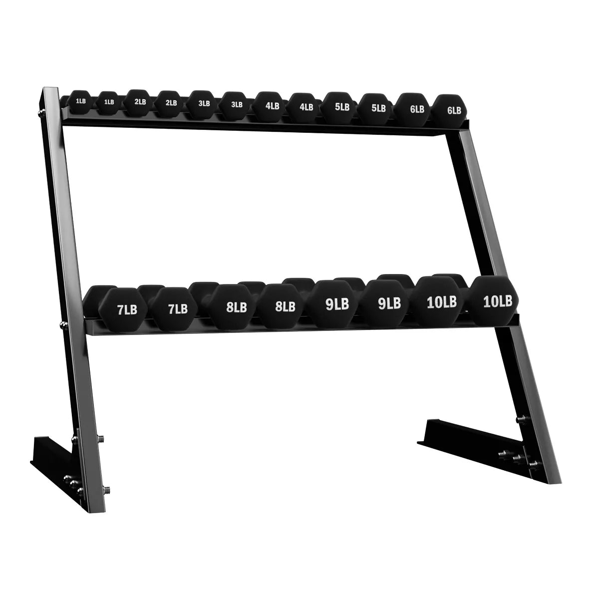 BalanceFrom Elite 110-Pound Neoprene Coated Cast Iron Dumbbell Set with Stand, Featuring 10 Pairs of 1 to 10 Pound Weights in Black