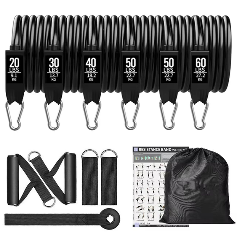 200 lbs Resistance Bands Set for Home Fitness and Bodybuilding Training