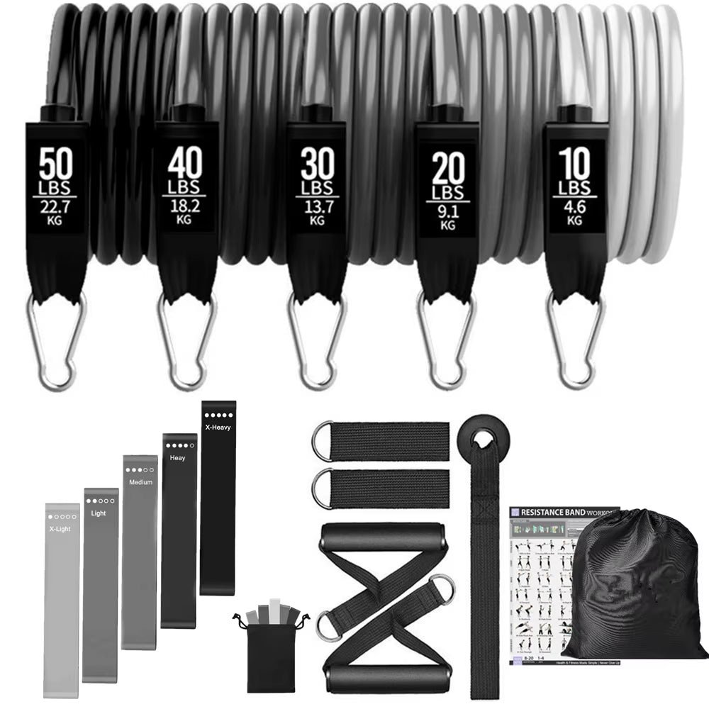 200 lbs Resistance Bands Set for Home Fitness and Bodybuilding Training