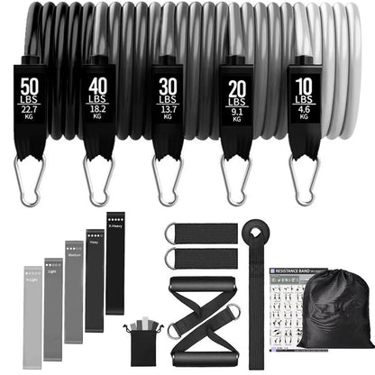 200 lbs Resistance Bands Set for Home Fitness and Bodybuilding Training